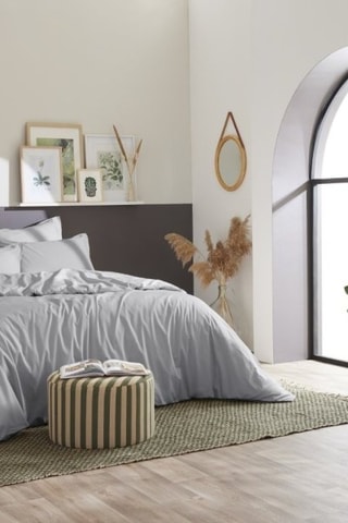 Housse de couette en percale de coton 80 fils/cm² Bally  - Gris