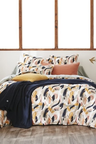 Housse de couette réversible Julia - Bleu foncé et orange