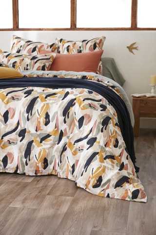 Housse de couette réversible Julia - Bleu foncé et orange