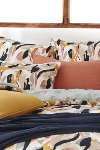 Housse de couette réversible Julia - Bleu foncé et orange