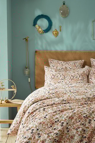 Housse de couette en gaze de coton 125 g/m² - Capucine - Moutarde et rose