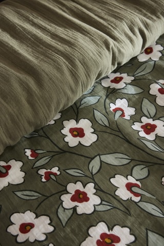 Housse de couette Flora - Kaki et blanc