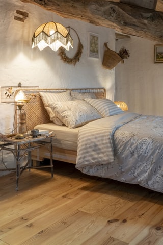 Housse de couette en coton 57 fils/cm² Nora - Beige et blanc