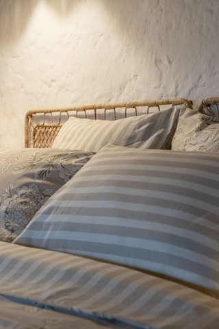 Housse de couette en coton 57 fils/cm² Nora - Beige et blanc