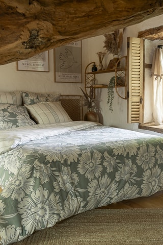 Housse de couette en coton 57 fils/cm² Tamara - Blanc et vert clair