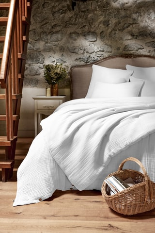 Housse de couette en quadruple gaze de coton Ina - Blanc