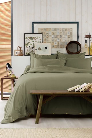 Housse de couette en flanelle de coton Candice - Romarin