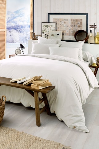 Housse de couette en flanelle de coton 170 g/m² Candice - Neige