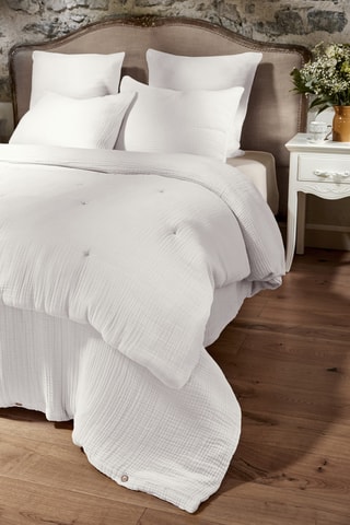 Couvre-lit en quadruple gaze de coton Ina - Blanc