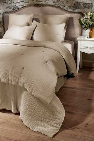 Couvre-lit en quadruple gaze de coton Ina - Beige