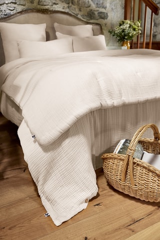 Couvre-lit en quadruple gaze de coton Ina - Ecru