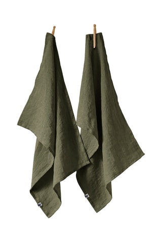  2 torchons en lin lavé Soline  Kaki