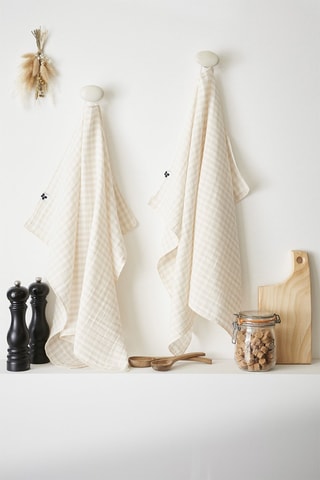2 torchons Vickie - Beige et blanc