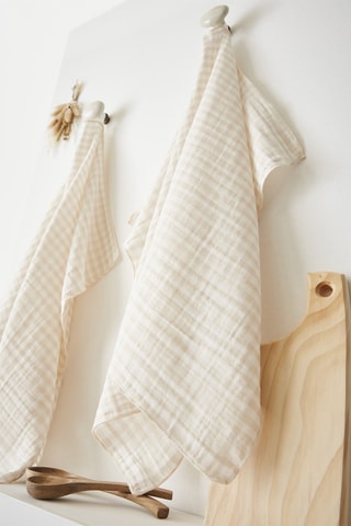2 torchons Vickie - Beige et blanc