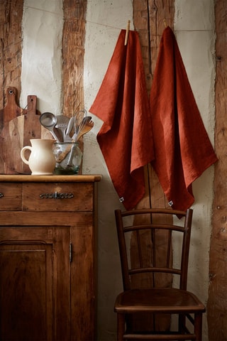  2 torchons en lin lavé Soline  Paprika