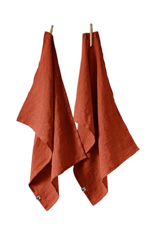  2 torchons en lin lavé Soline  Paprika
