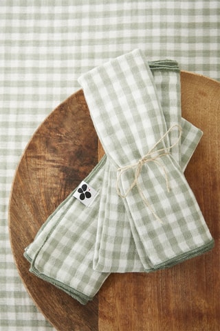 3 serviettes de table Vicikie - Vert et blanc