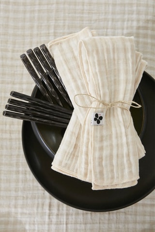 3 serviettes de table Vickie - Beige et blanc