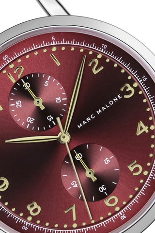 Stalen Quartz Horloge - Zilverkleurig en Bordeauxrood