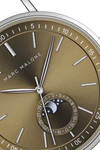 Stalen Quartz Horloge - Maanstandweergave - Zilverkleurig en Bruin