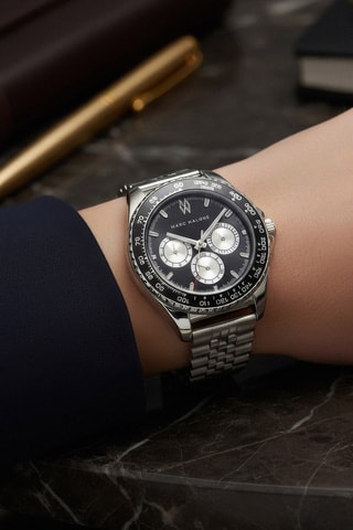 Stalen Quartz Horloge - Tachymeter - Zilverkleurig en Zwart