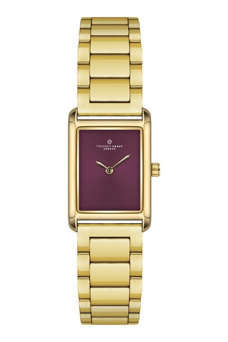 Stalen Quartz Horloge -Goudkleurig en bordeauxrood - Frederic Graff