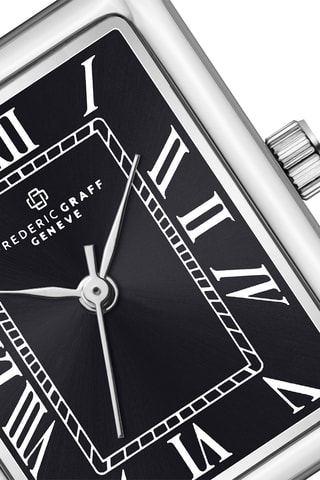 Leren Quartz Horloge - Zwart en Zilverkleurig - Frederic Graff