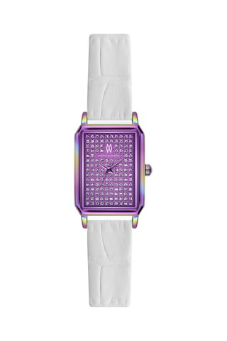 Leren Quartz Horloge - Wit en Glanzend Marc Malone