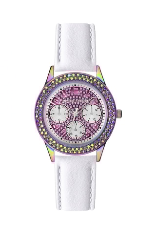 Leren Quartz Horloge - Chronograaf - Wit en Grijs