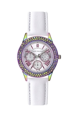 Leren Quartz Horloge - Chronograaf - Wit en Multicolor