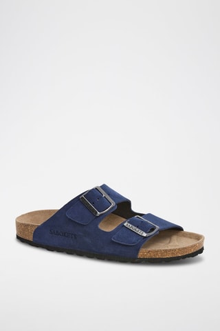 Mules en nubuck - Bleu marine