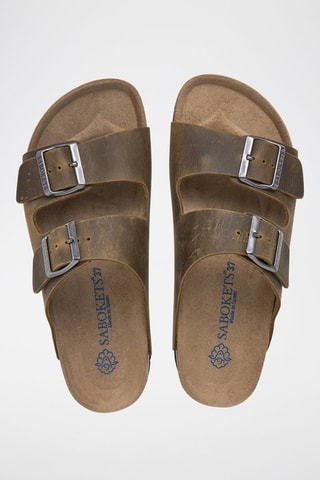 Mules en cuir - Kaki