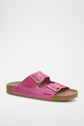 Mules en cuir - Fuchsia