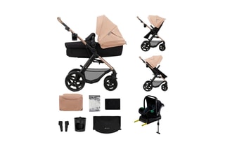 Poussette 4-en-1 + accessoires Moov 2 Eva Wheels  - Dès la naissance - Jusqu'à 27 kg - Noir et beige
