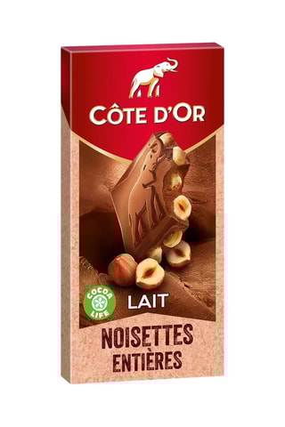 4 tablettes Côte d'Or chocolat au lait aux noisettes entières - 4 x 180 g