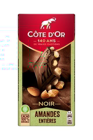 8 x Tablette Côte d'Or Chocolat noir Amandes Entières - 180 g