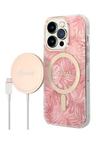 Capa iPhone 14 Pro Max e carregador Magsafe - Rosa - Guess - Guess