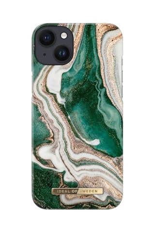 Capa iPhone 14 Plus Golden Jade Marble - Verde e dourado-rosa - Ideal of Sweden