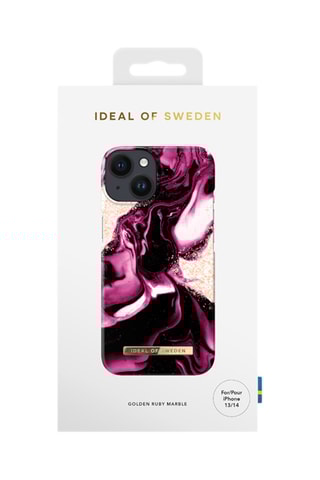 Capa iPhone 13 et 14 Golden Jade Marble - Ameixa - Ideal of Sweden