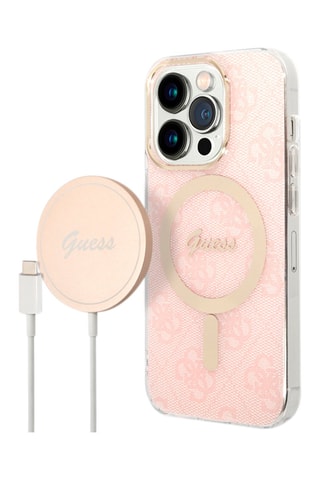 Capa iPhone 14 Pro Max e carregador Magsafe - Rosa - Guess - Guess