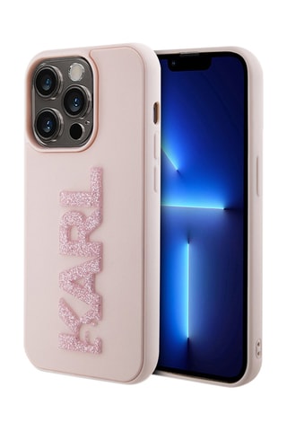 Capa 3D Glitter iPhone 15 Pro Rosa - Karl Lagerfeld