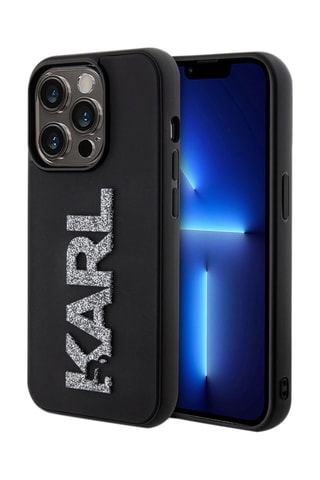 Capa 3D Glitter iPhone 15 Pro Preto - Karl Lagerfeld