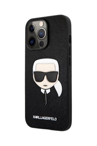 Capa iPhone 13 Pro Saffiano Preto e branco