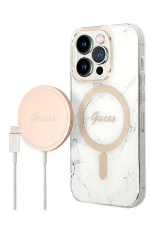 Capa iPhone 14 Pro e carregador Magsafe - Branco - Guess - Guess