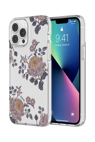 Capa TPU Moody Floral para iPhone 12 Pro Max e iPhone 13 Pro Max - Laranja e rosa - Coach