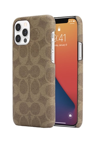 Capa PU Signature C para iPhone 12 e iPhone 12 Pro - Caqui - Coach