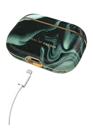 Estojo de proteção AirPods Pro 1 e 2 Golden Olive Marble - Preto e verde - Ideal of Sweden