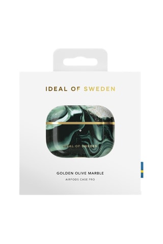 Estojo de proteção AirPods Pro 1 e 2 Golden Olive Marble - Preto e verde - Ideal of Sweden