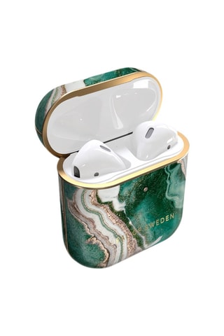 Estojo de proteção AirPods Pro 1 e 2 Golden Jade Marble - Preto e verde - Ideal of Sweden