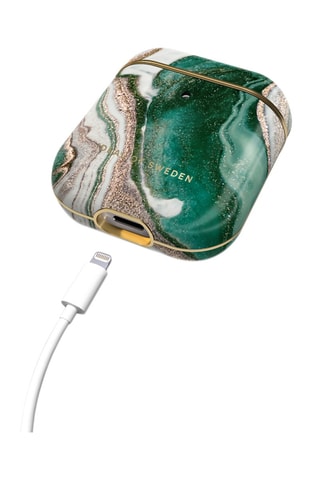 Estojo de proteção AirPods Pro 1 e 2 Golden Jade Marble - Preto e verde - Ideal of Sweden